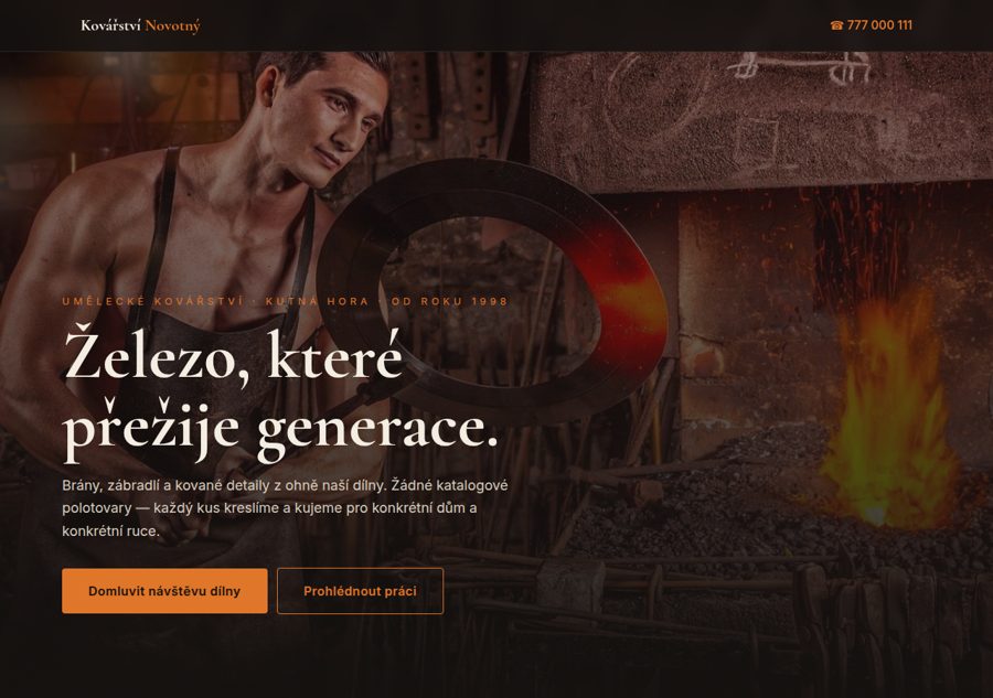 Web pro umělecké kovářství
